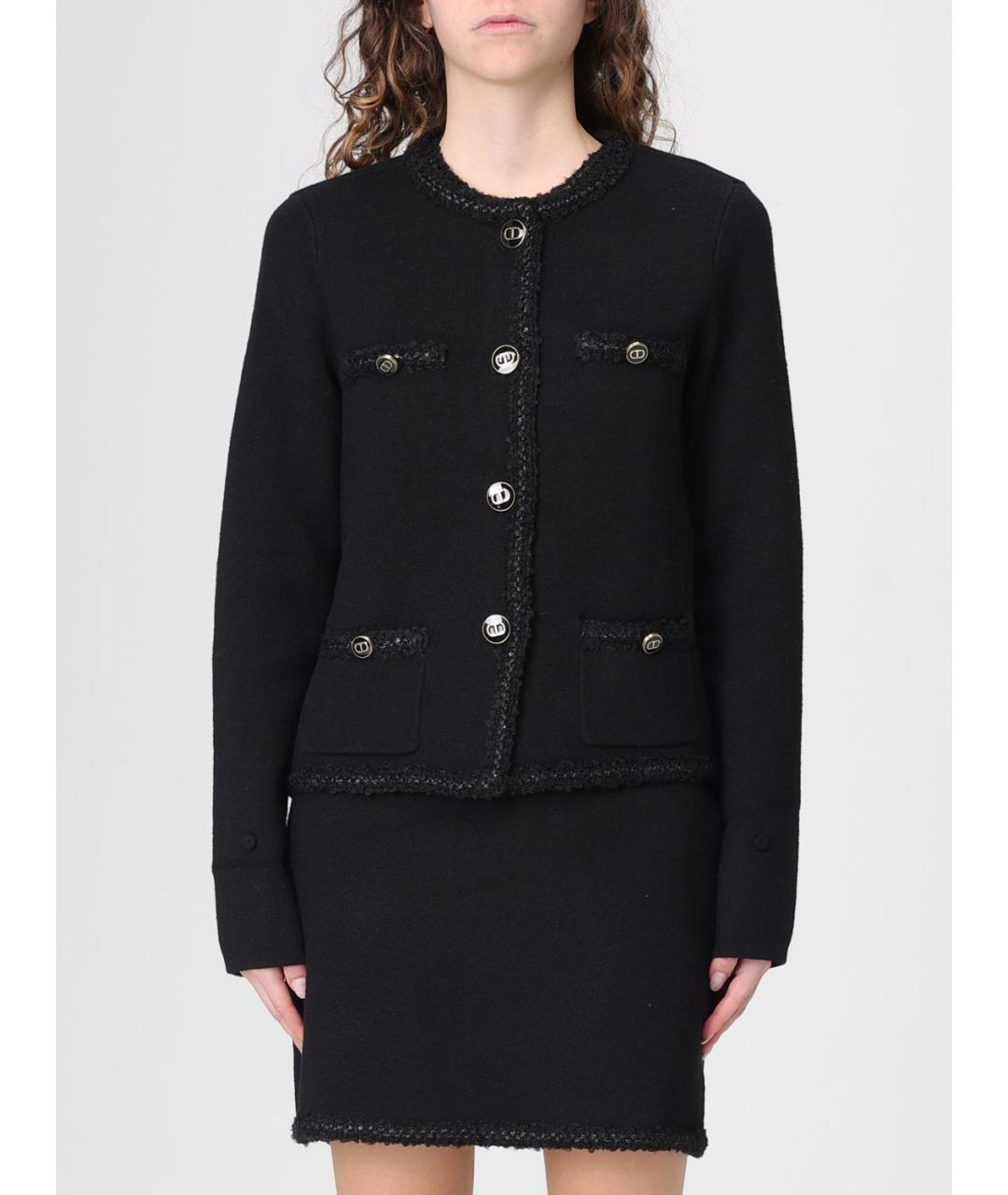 TWIN-SET Черный вискозный жакет/пиджак, фото 4