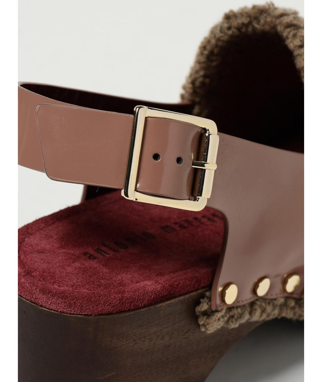 ANTONIO MARRAS Бордовые кожаные мюли, фото 4