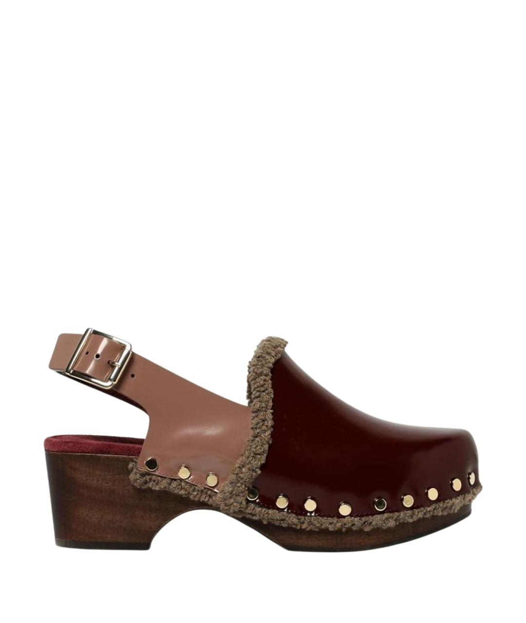 ANTONIO MARRAS Бордовые кожаные мюли, фото 1