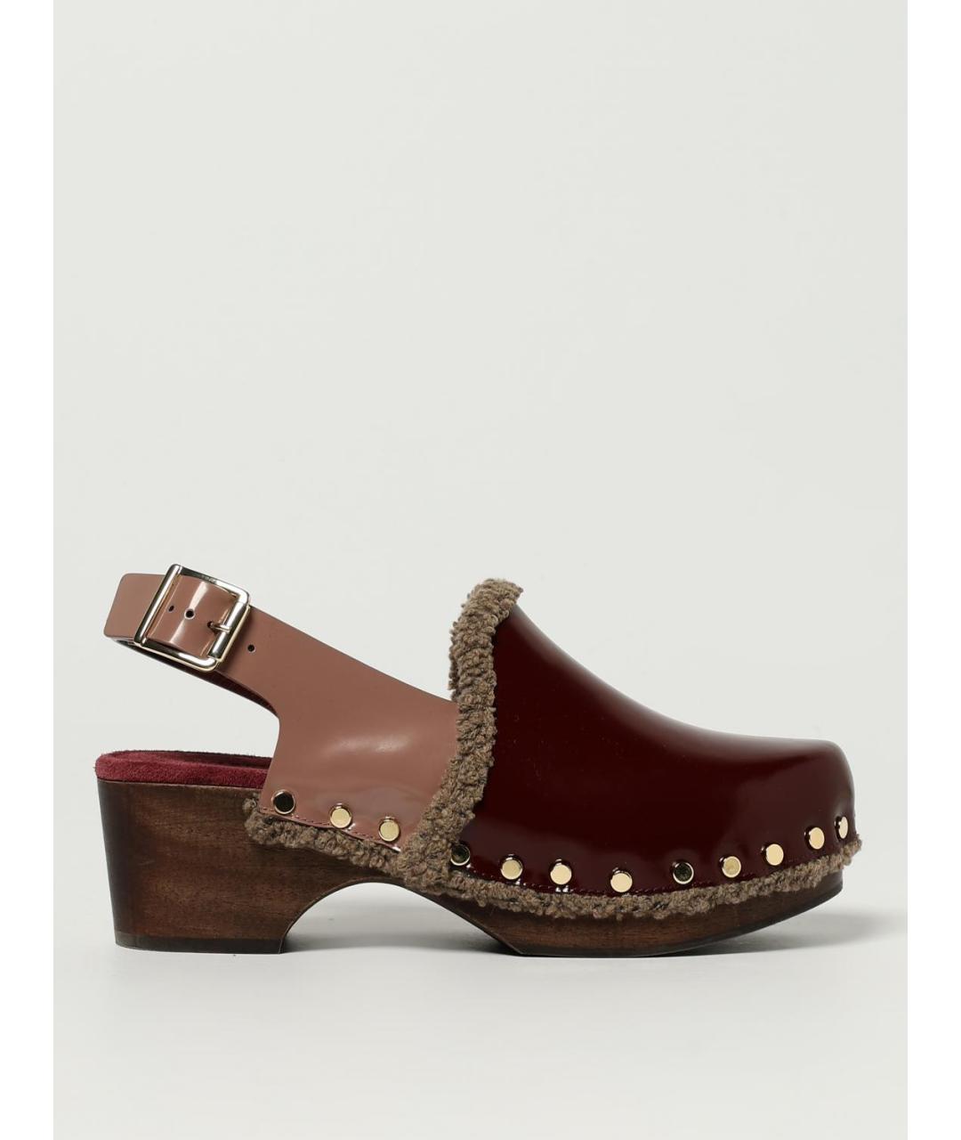 ANTONIO MARRAS Бордовые кожаные мюли, фото 5