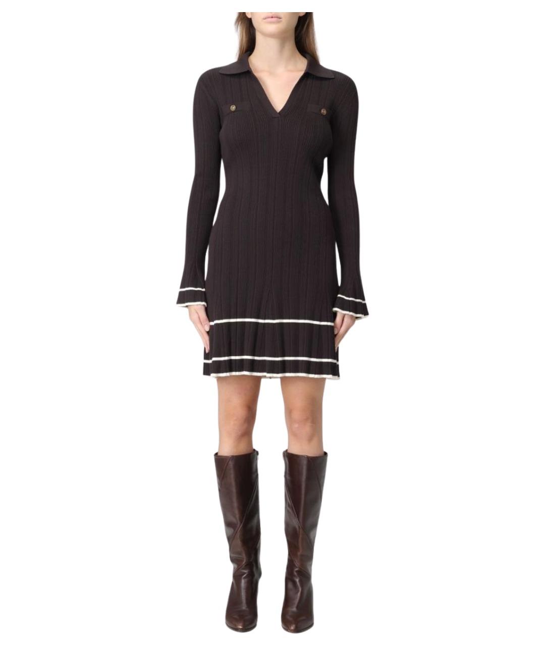 TWIN-SET Коричневое вискозное повседневное платье, фото 1