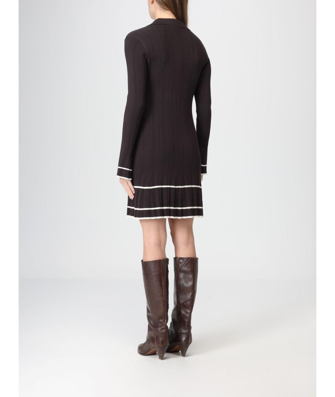 TWIN-SET Коричневое вискозное повседневное платье, фото 2