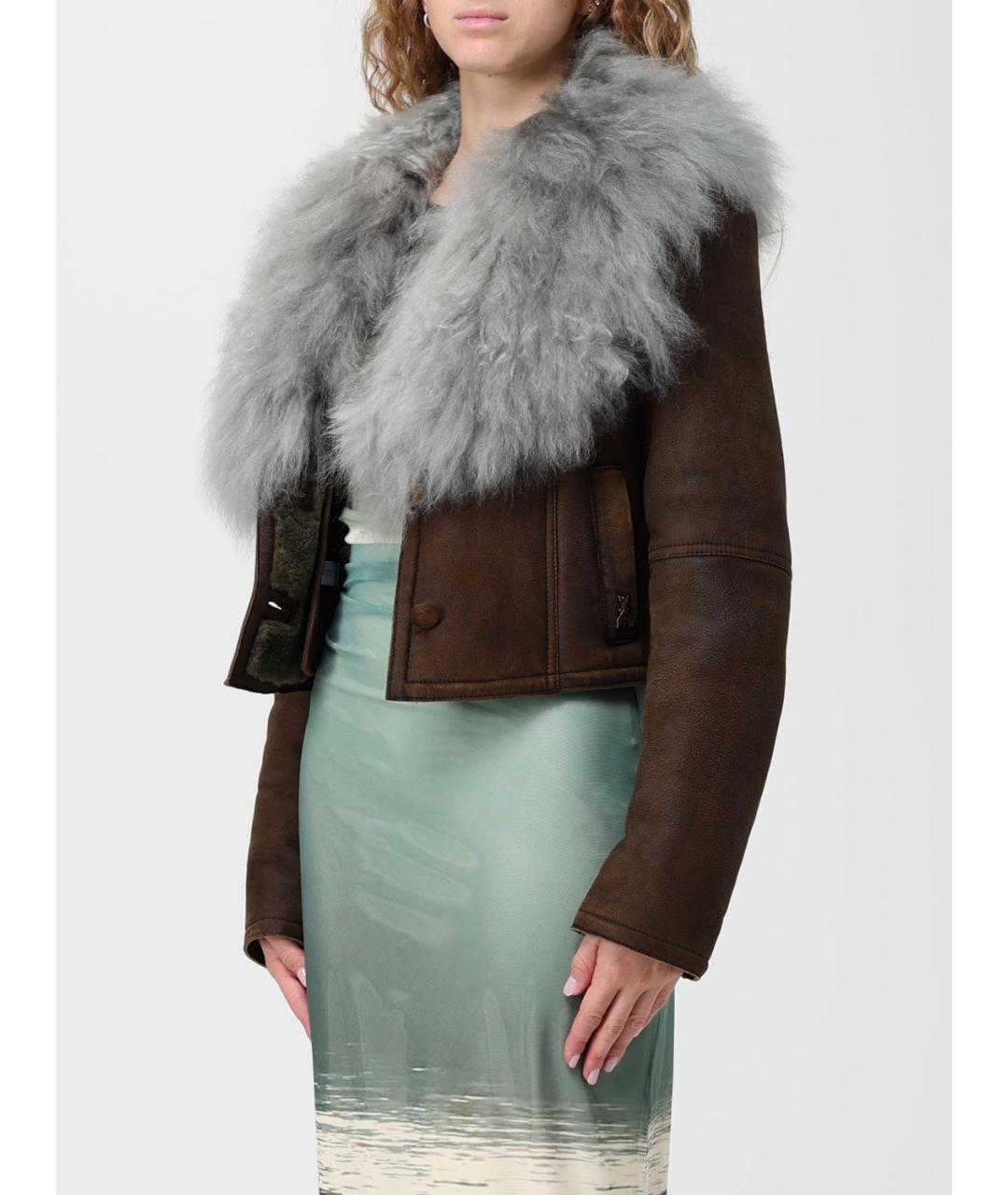 PATRIZIA PEPE Коричневая кожаная куртка, фото 4