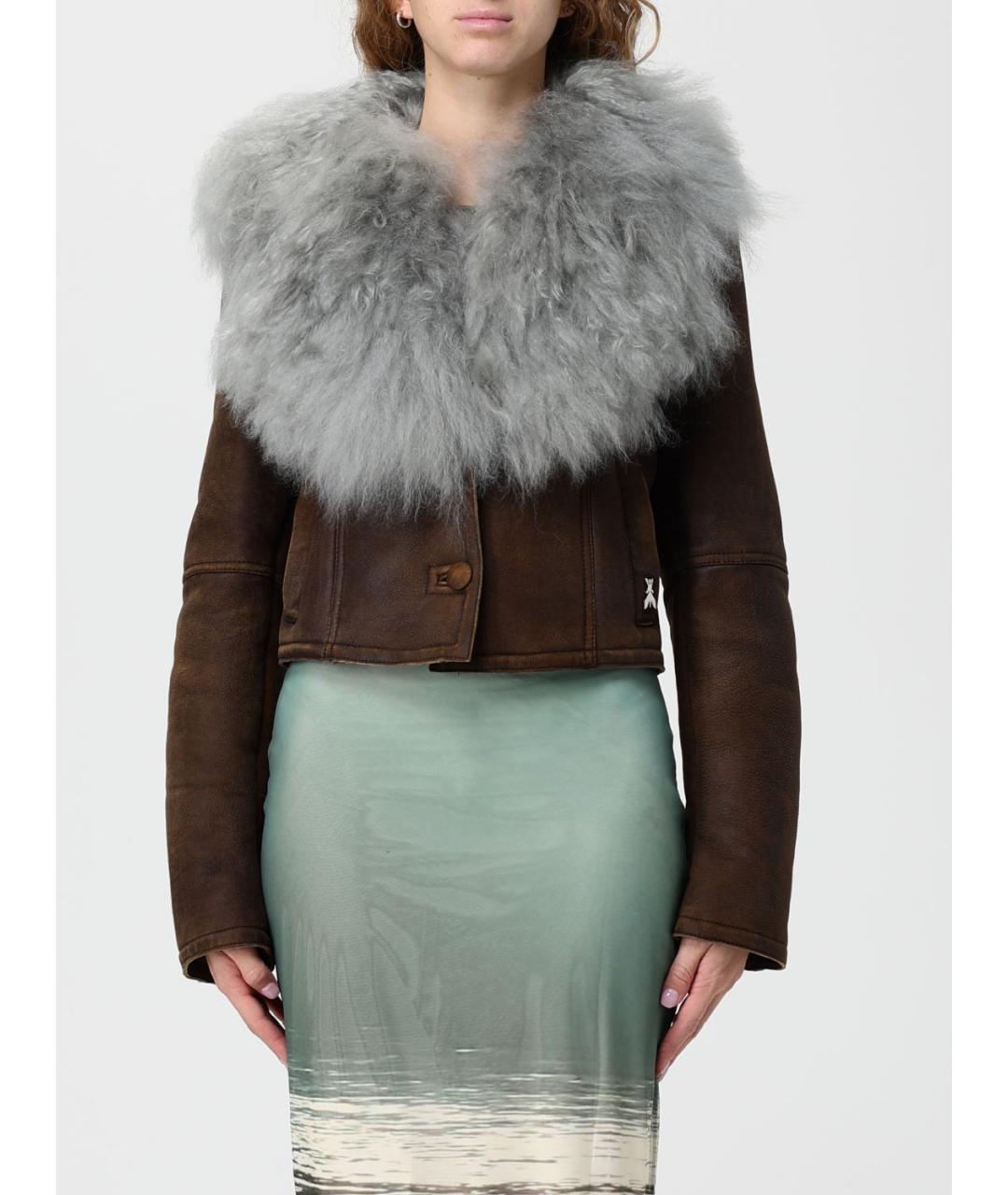 PATRIZIA PEPE Коричневая кожаная куртка, фото 2