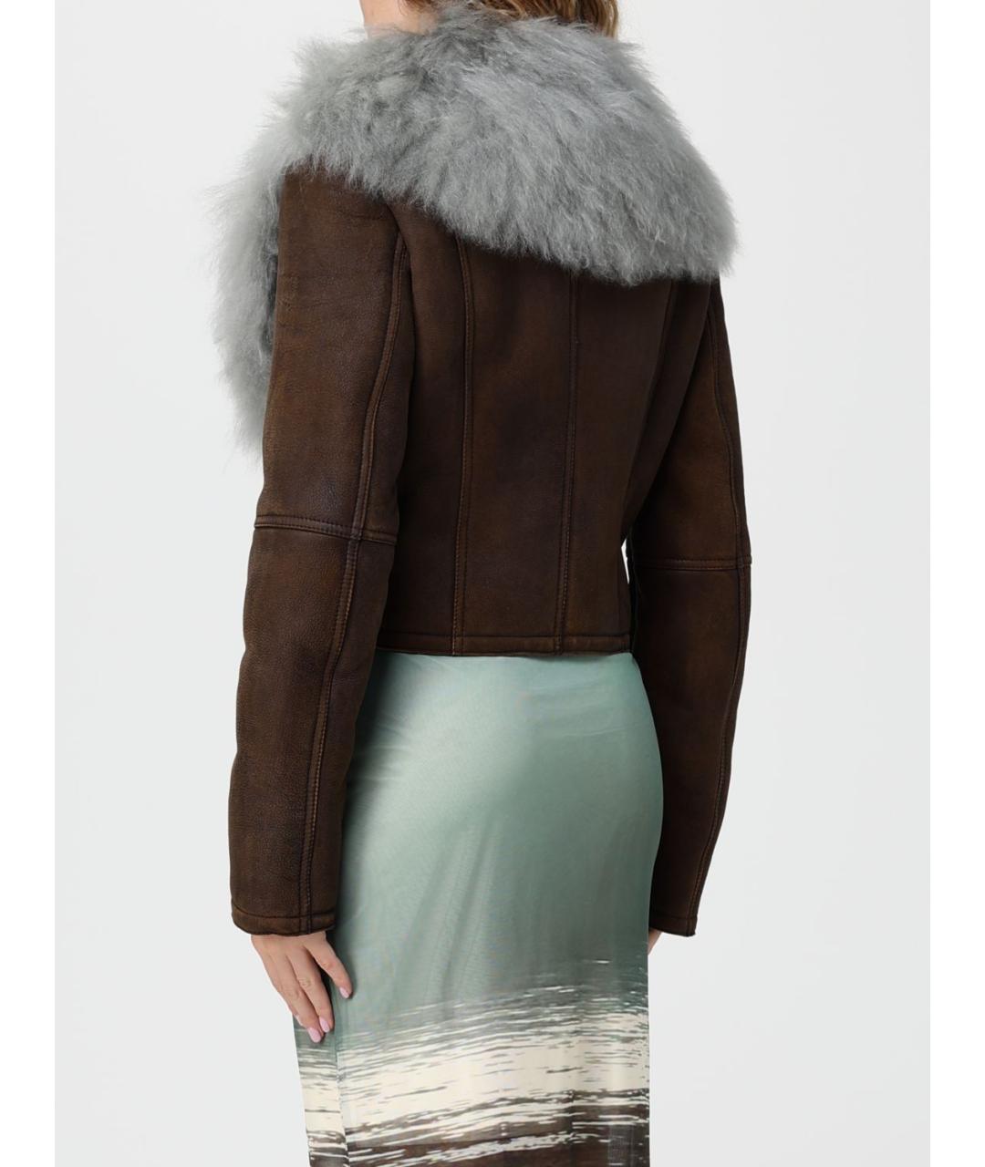 PATRIZIA PEPE Коричневая кожаная куртка, фото 3