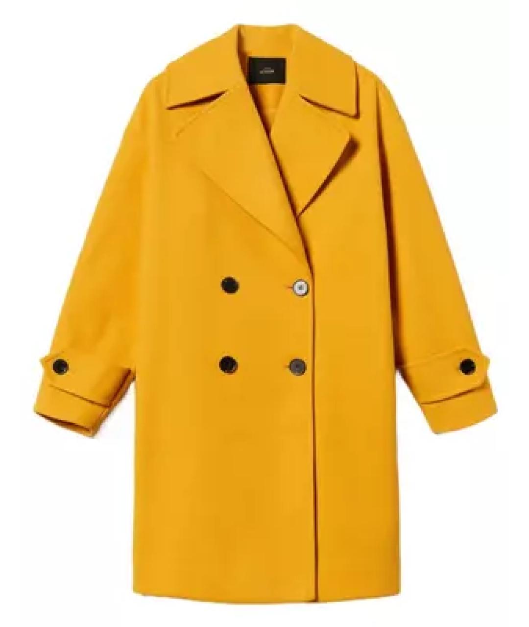 TWIN-SET Желтое шерстяное пальто, фото 1