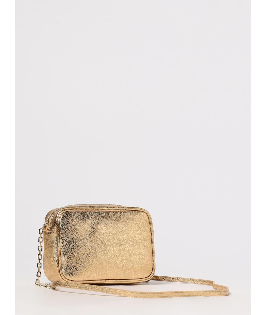 PATRIZIA PEPE Золотая кожаная сумка через плечо, фото 2