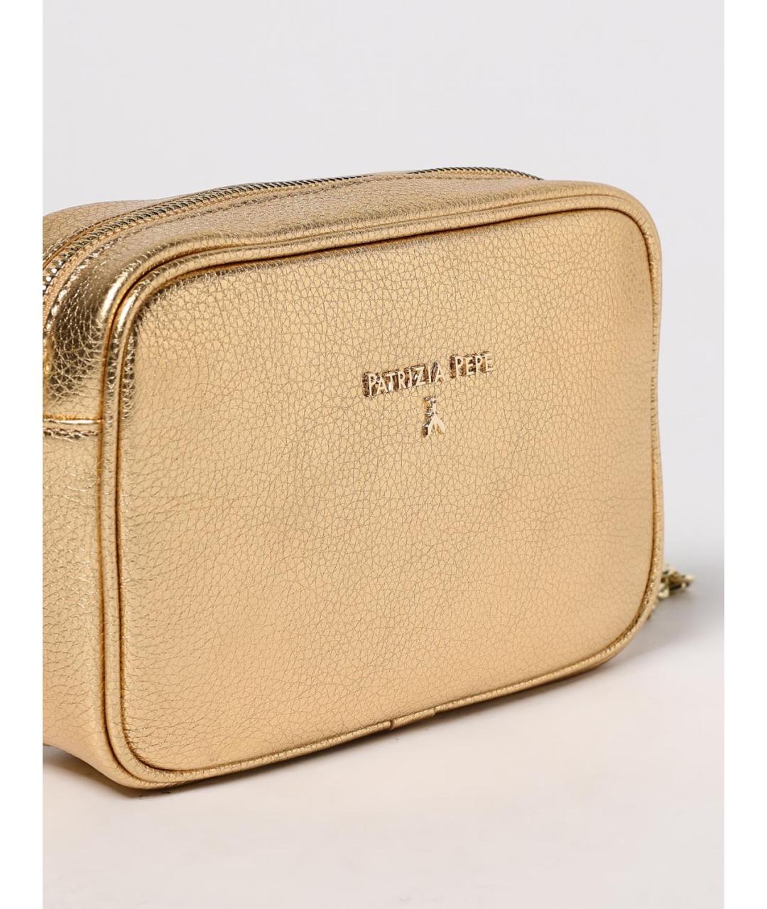 PATRIZIA PEPE Золотая кожаная сумка через плечо, фото 3