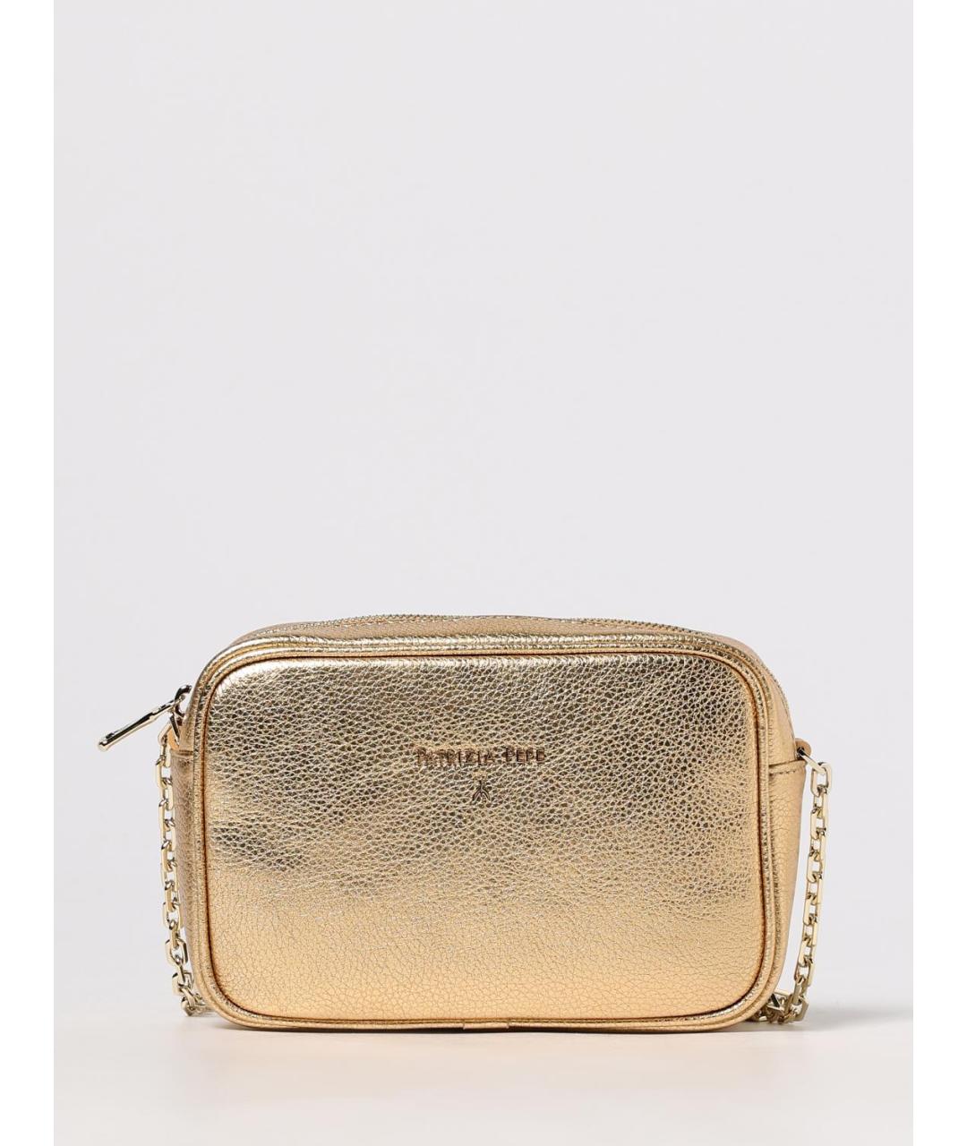 PATRIZIA PEPE Золотая кожаная сумка через плечо, фото 4