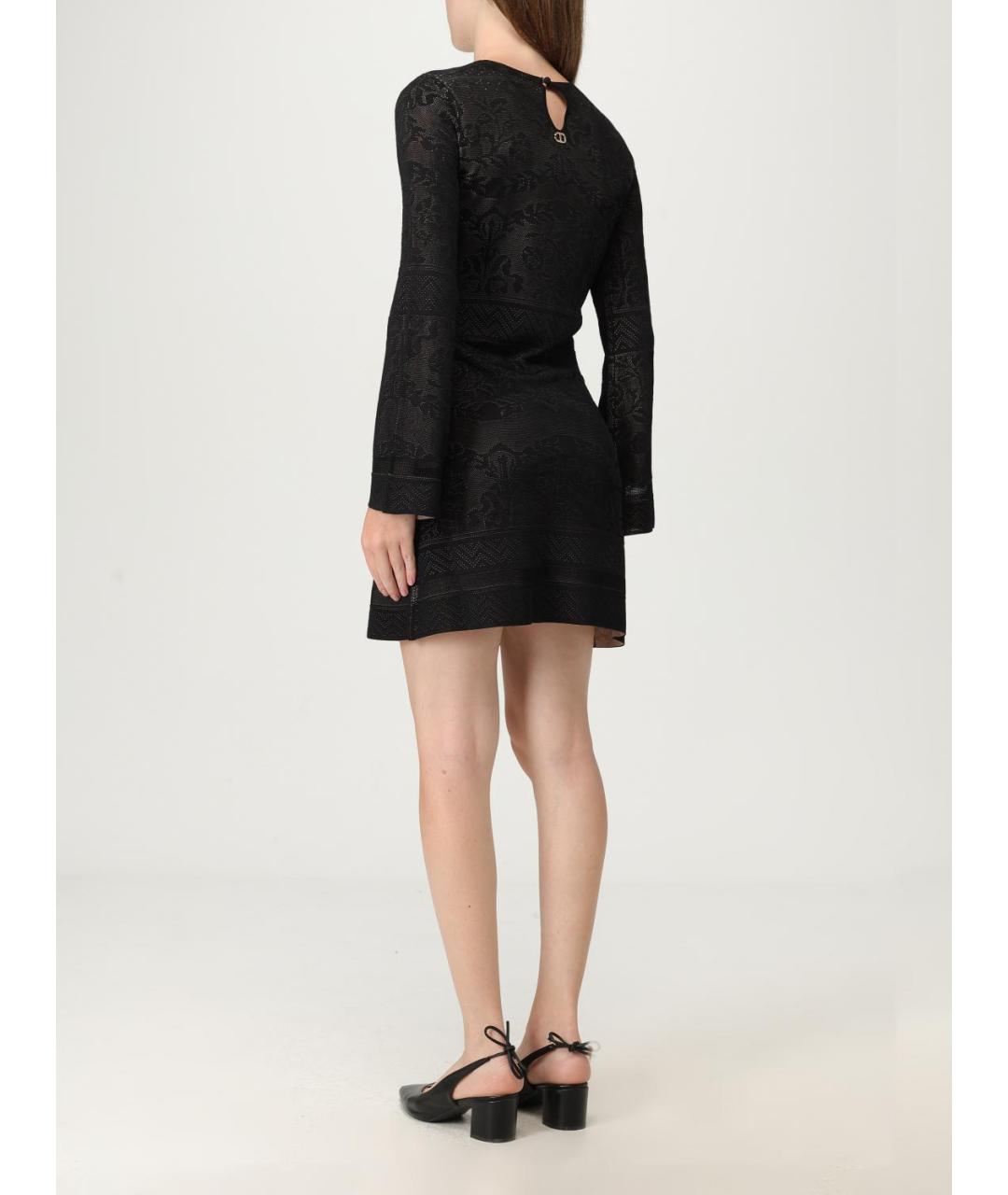 TWIN-SET Черное вискозное платье, фото 2