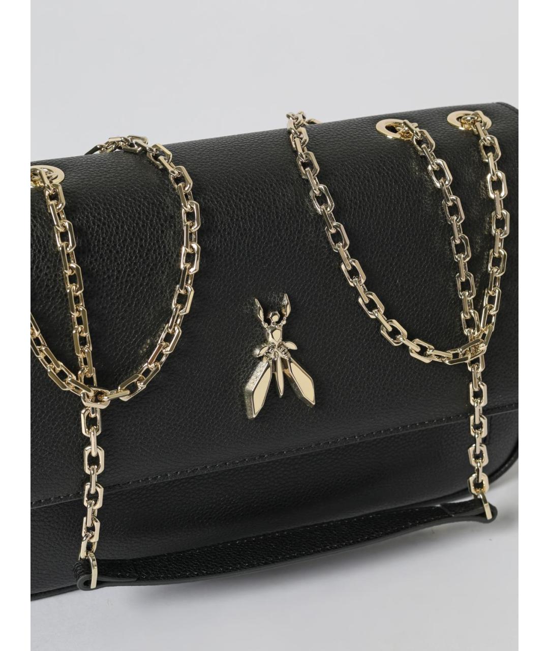 PATRIZIA PEPE Черная кожаная сумка через плечо, фото 3