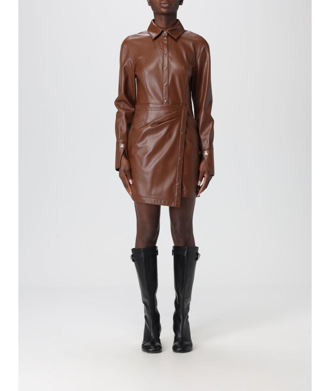 PATRIZIA PEPE Коричневое полиуретановое платье, фото 4