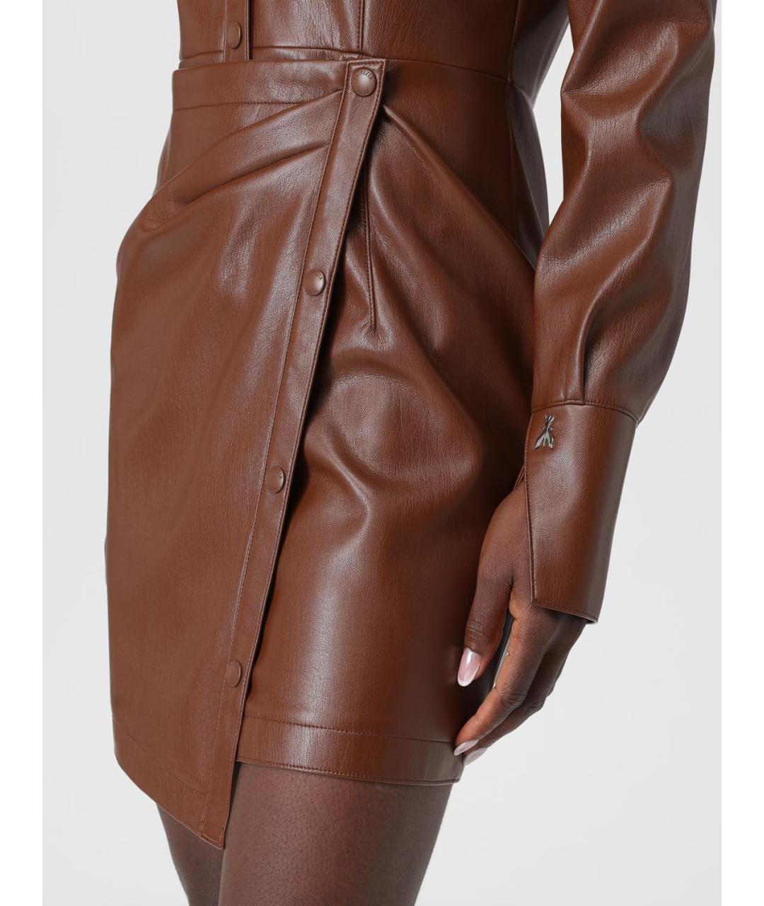 PATRIZIA PEPE Коричневое полиуретановое платье, фото 3