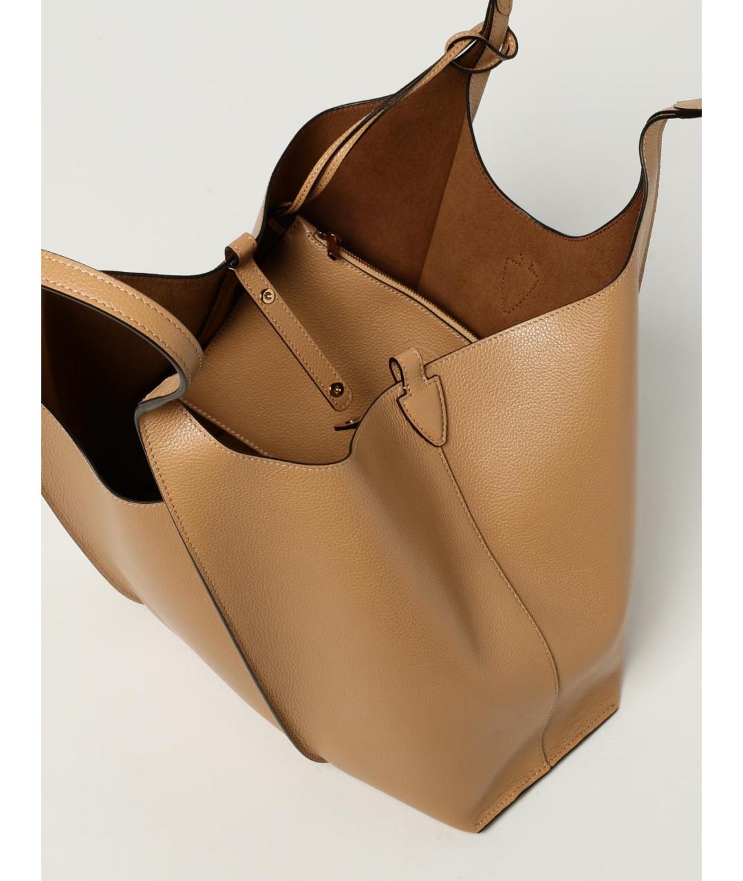 TOD'S Бежевая кожаная сумка тоут, фото 4