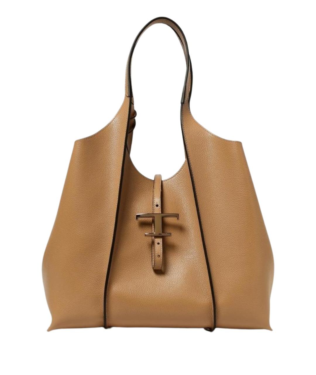 TOD'S Бежевая кожаная сумка тоут, фото 1