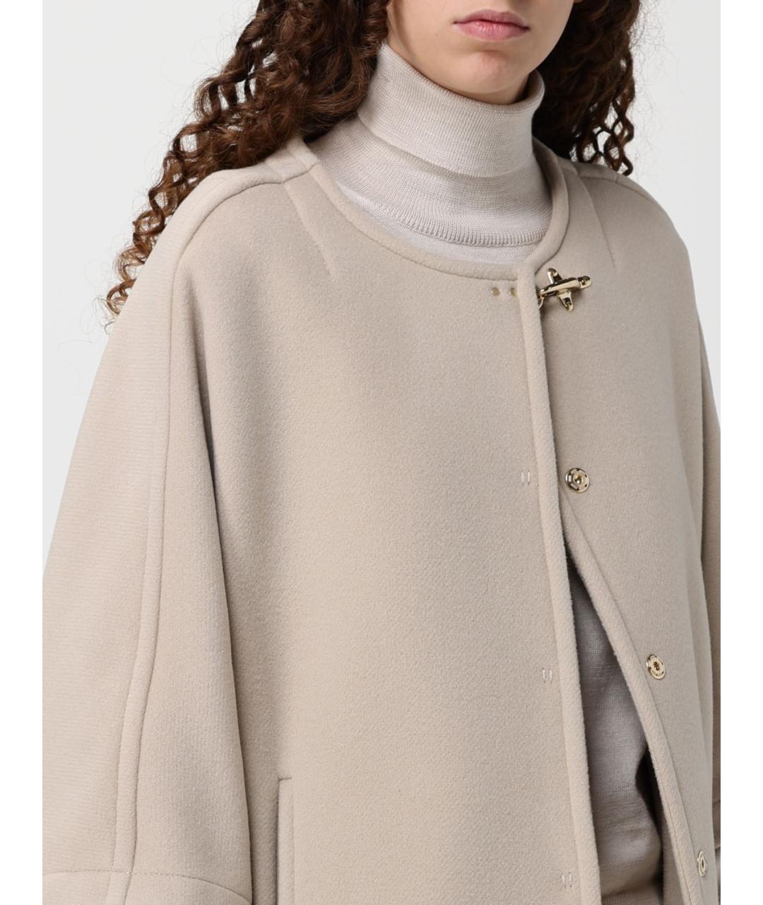 FAY Бежевое шерстяное пальто, фото 5