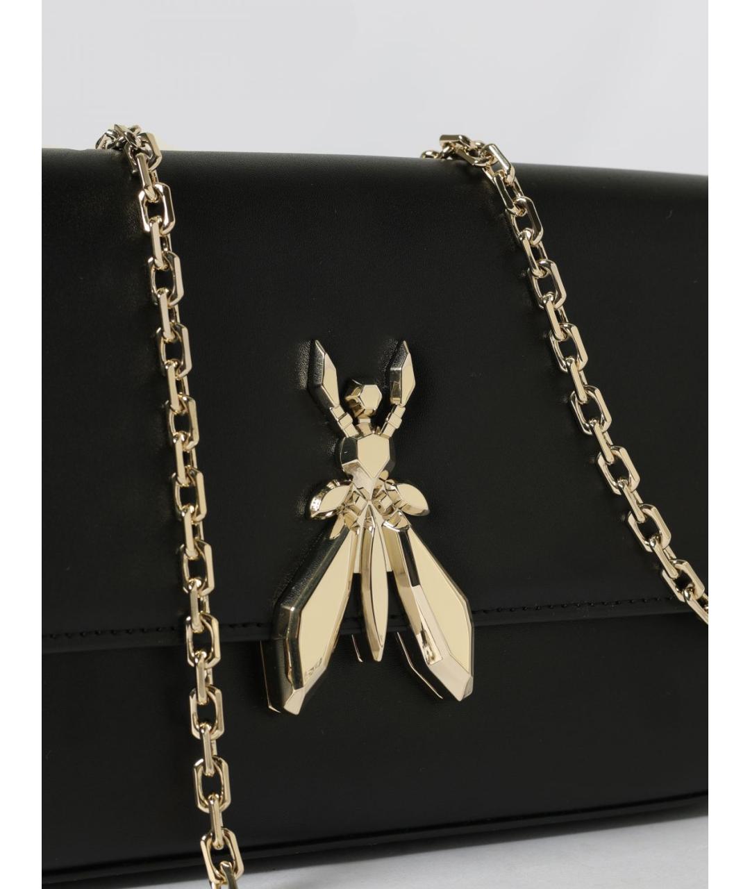 PATRIZIA PEPE Черная кожаная сумка через плечо, фото 3