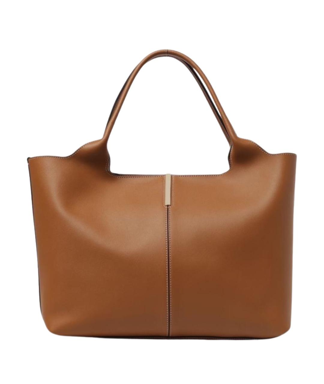 TOD'S Коричневая кожаная сумка тоут, фото 1