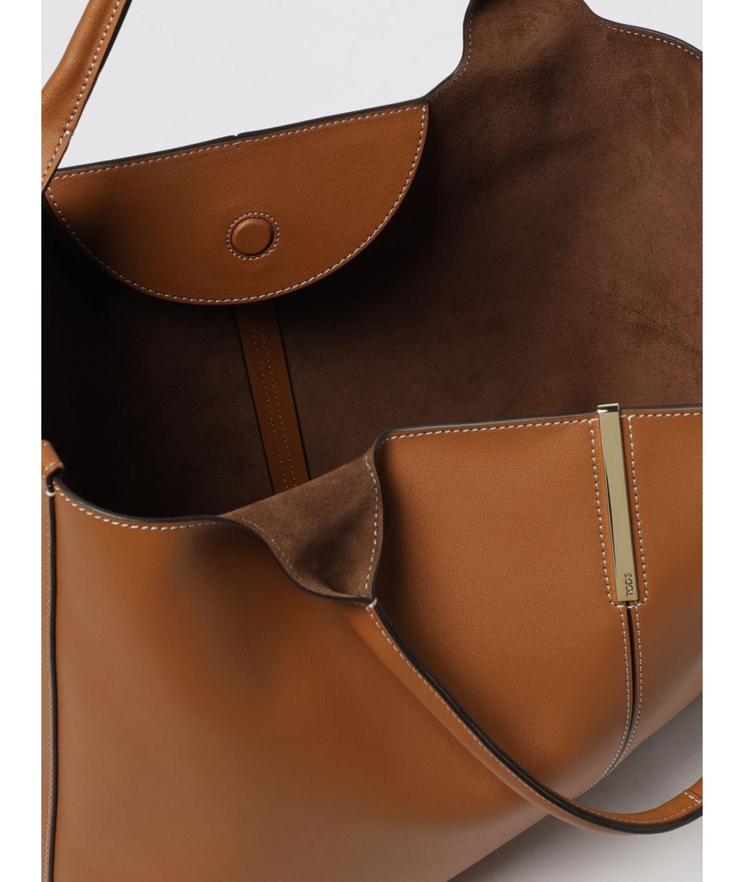 TOD'S Коричневая кожаная сумка тоут, фото 4