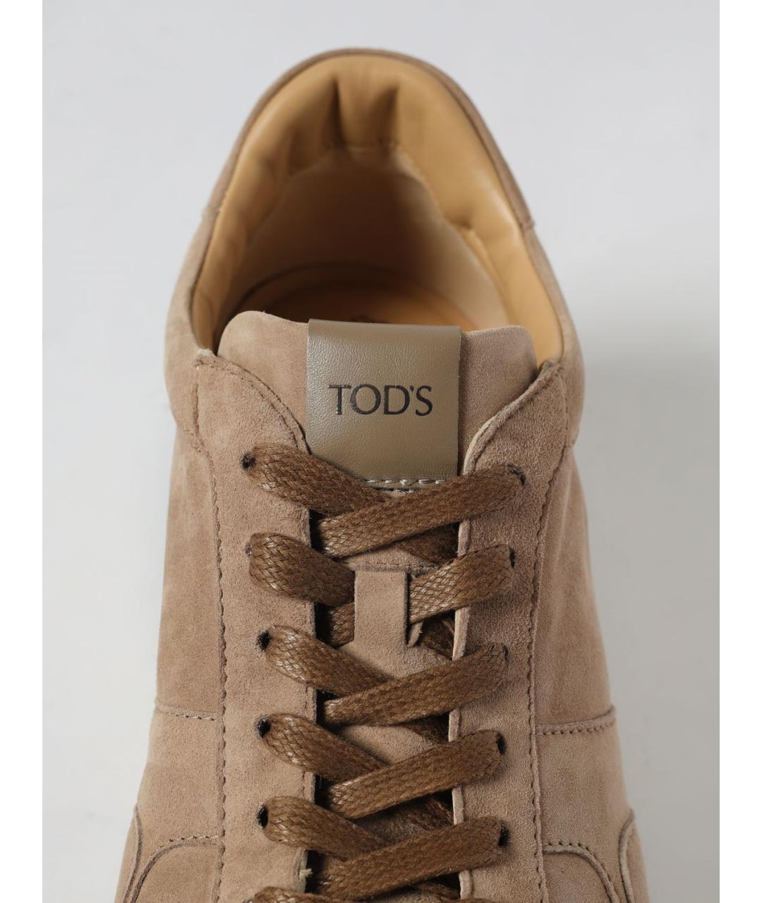 TOD'S Бежевые кожаные низкие кроссовки / кеды, фото 4
