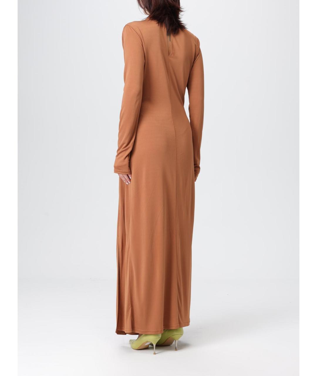 TWIN-SET Золотое вискозное повседневное платье, фото 2