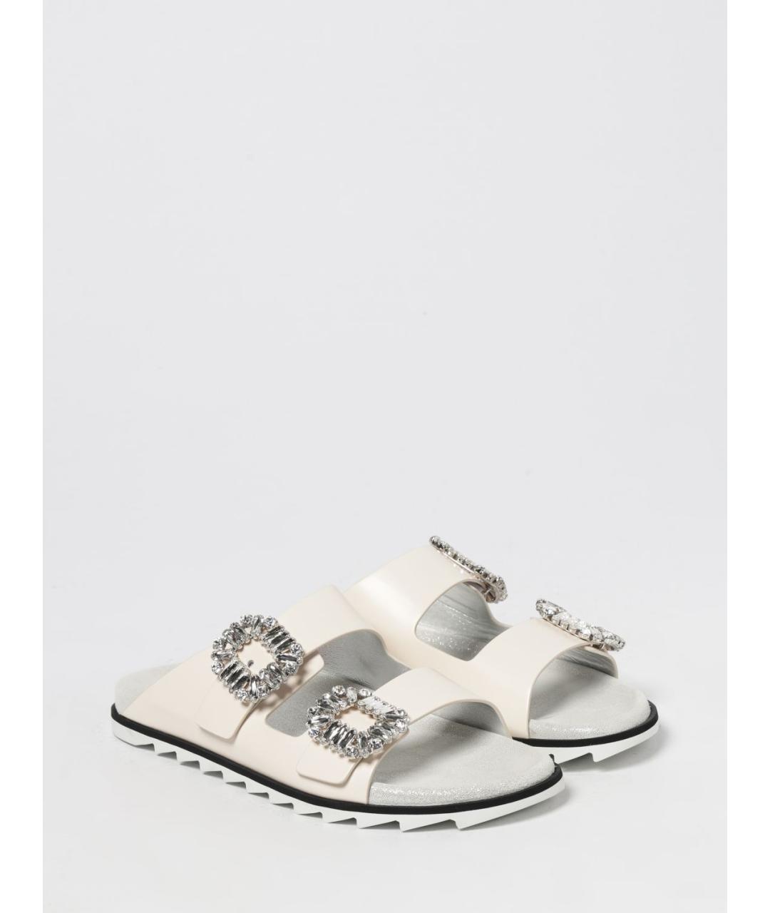 ROGER VIVIER Бежевые кожаные сандалии, фото 2