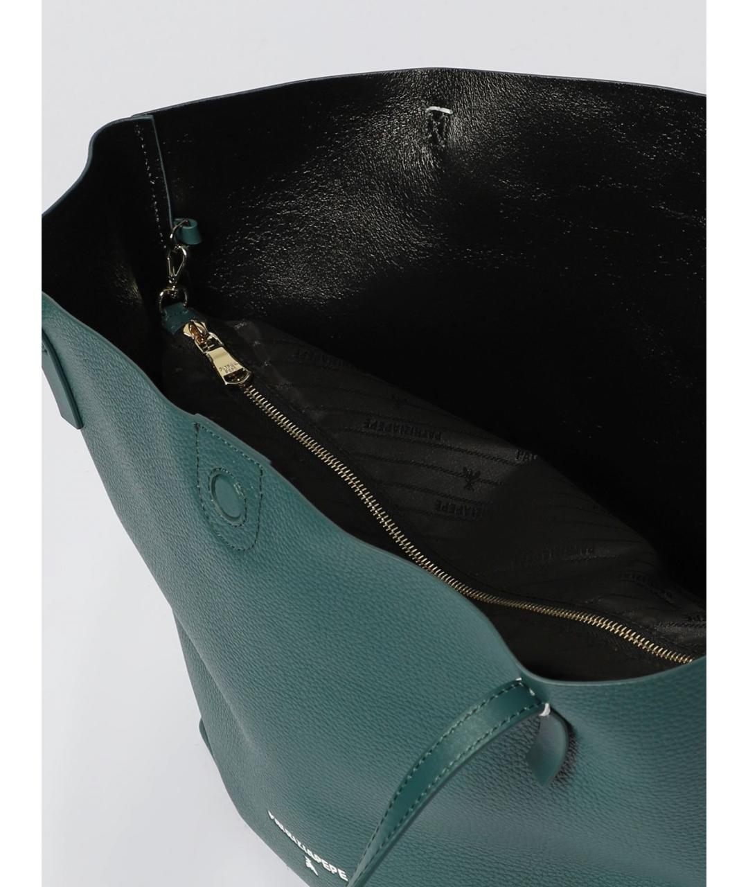 PATRIZIA PEPE Бирюзовая кожаная сумка тоут, фото 3