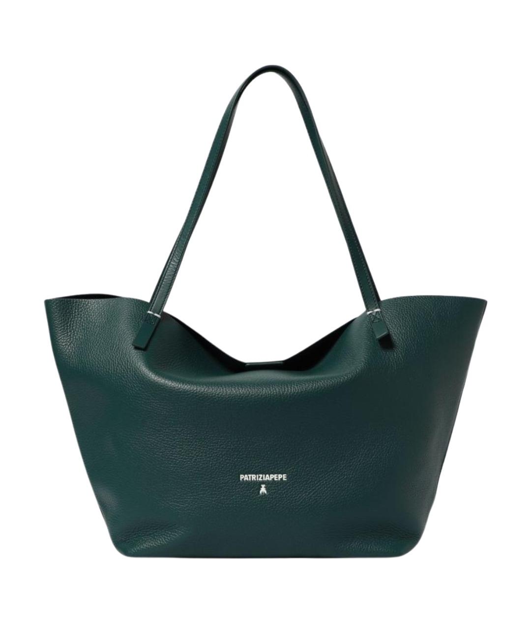 PATRIZIA PEPE Бирюзовая кожаная сумка тоут, фото 1