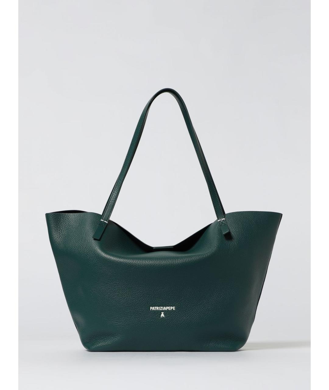 PATRIZIA PEPE Бирюзовая кожаная сумка тоут, фото 4