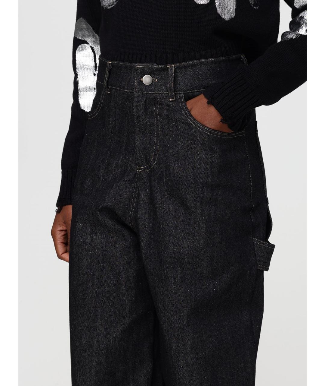 DISCLAIMER Черные хлопковые прямые джинсы, фото 3
