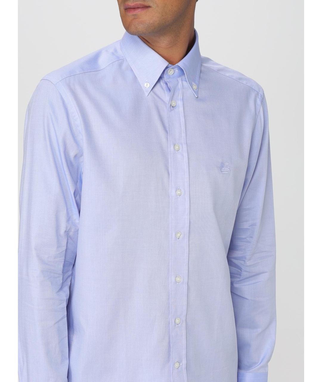 ETRO Голубая хлопковая кэжуал рубашка, фото 5