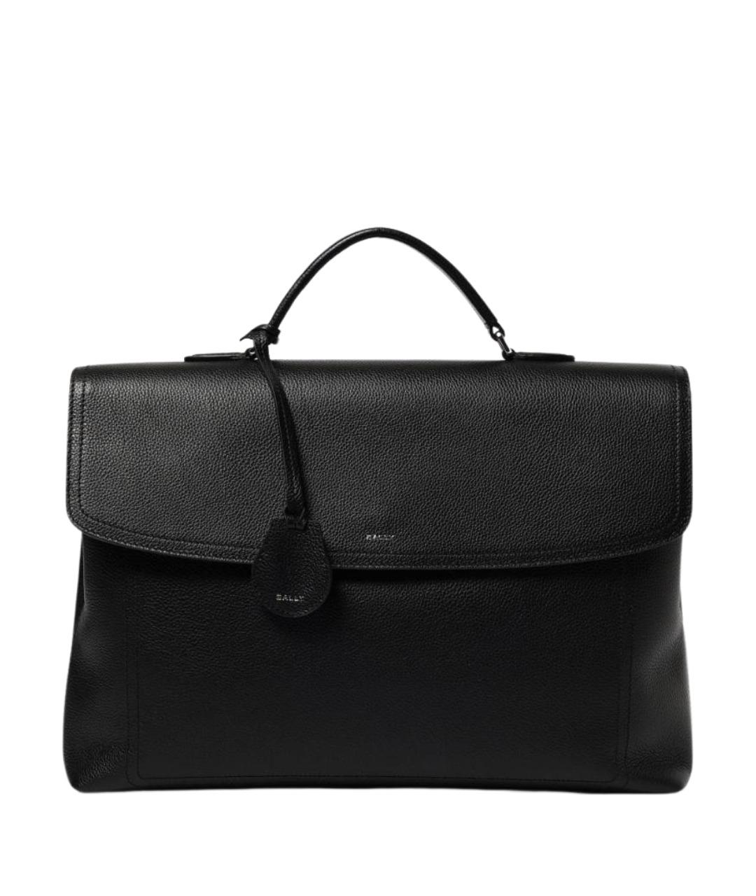 BALLY Черный кожаный портфель, фото 1