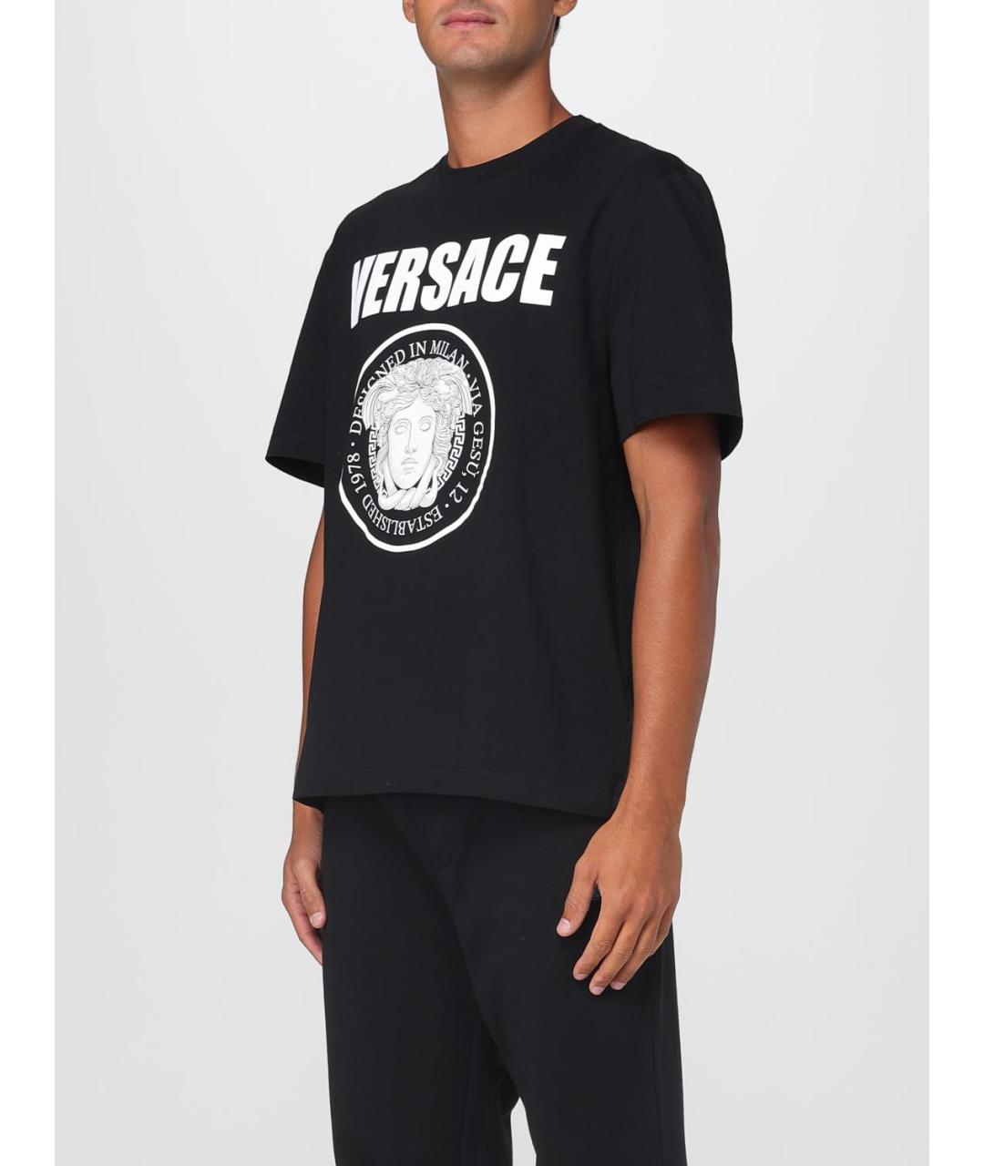 VERSACE Черная хлопковая футболка, фото 4