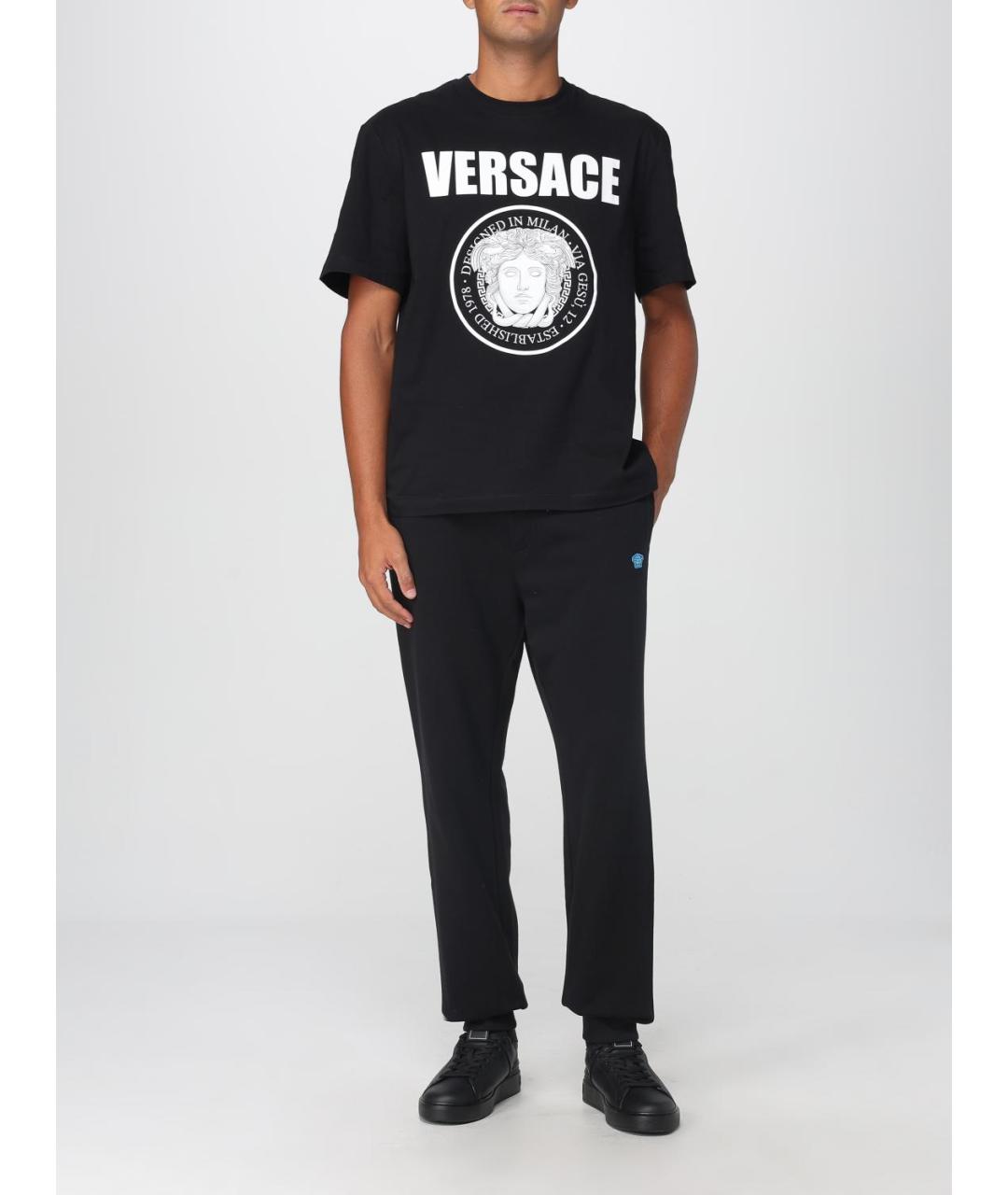 VERSACE Черная хлопковая футболка, фото 2