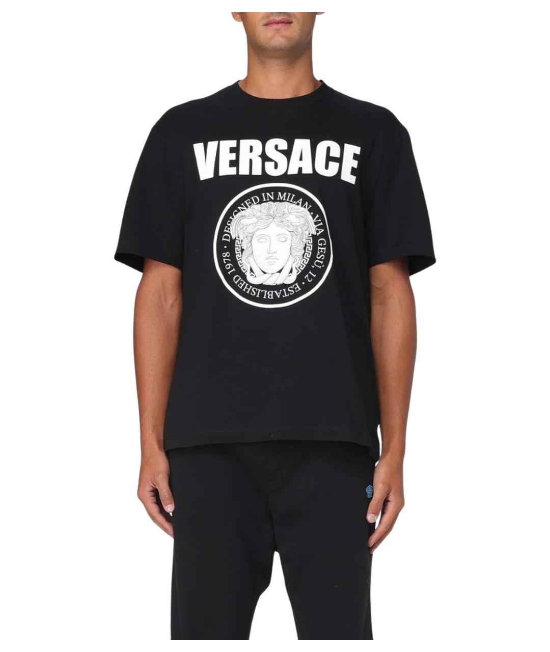 VERSACE Черная хлопковая футболка, фото 1