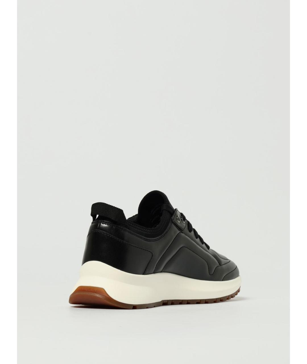 BALLY Черные кожаные низкие кроссовки / кеды, фото 3