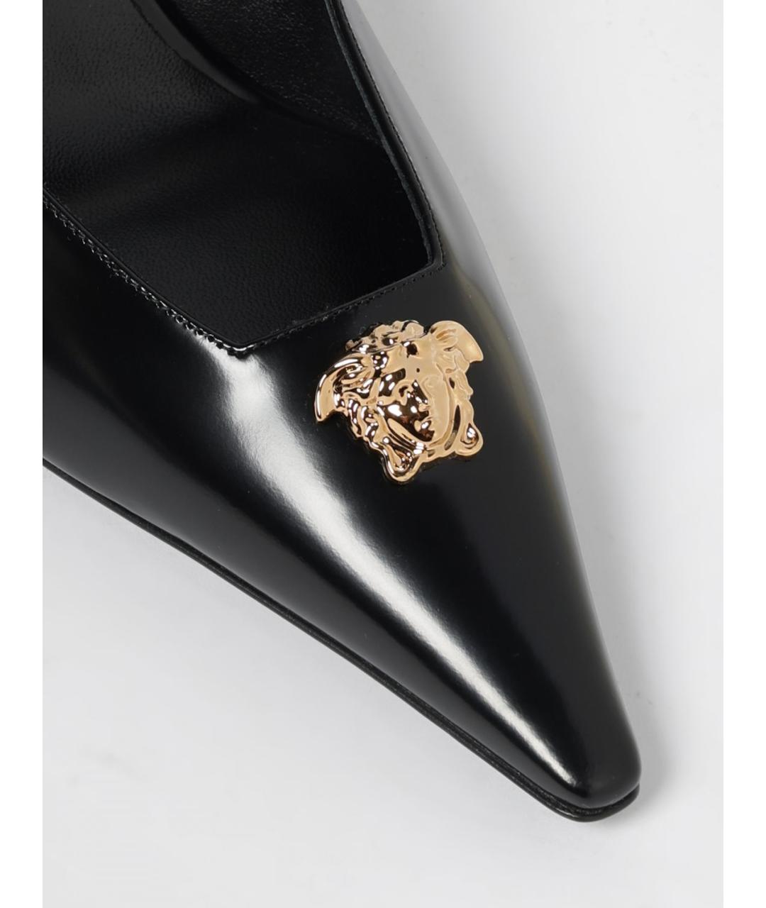 VERSACE Черные кожаные туфли, фото 4