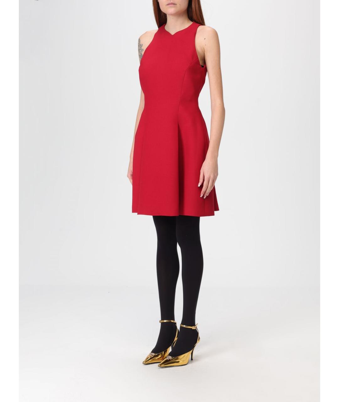 VERSACE Красное шерстяное коктейльное платье, фото 5