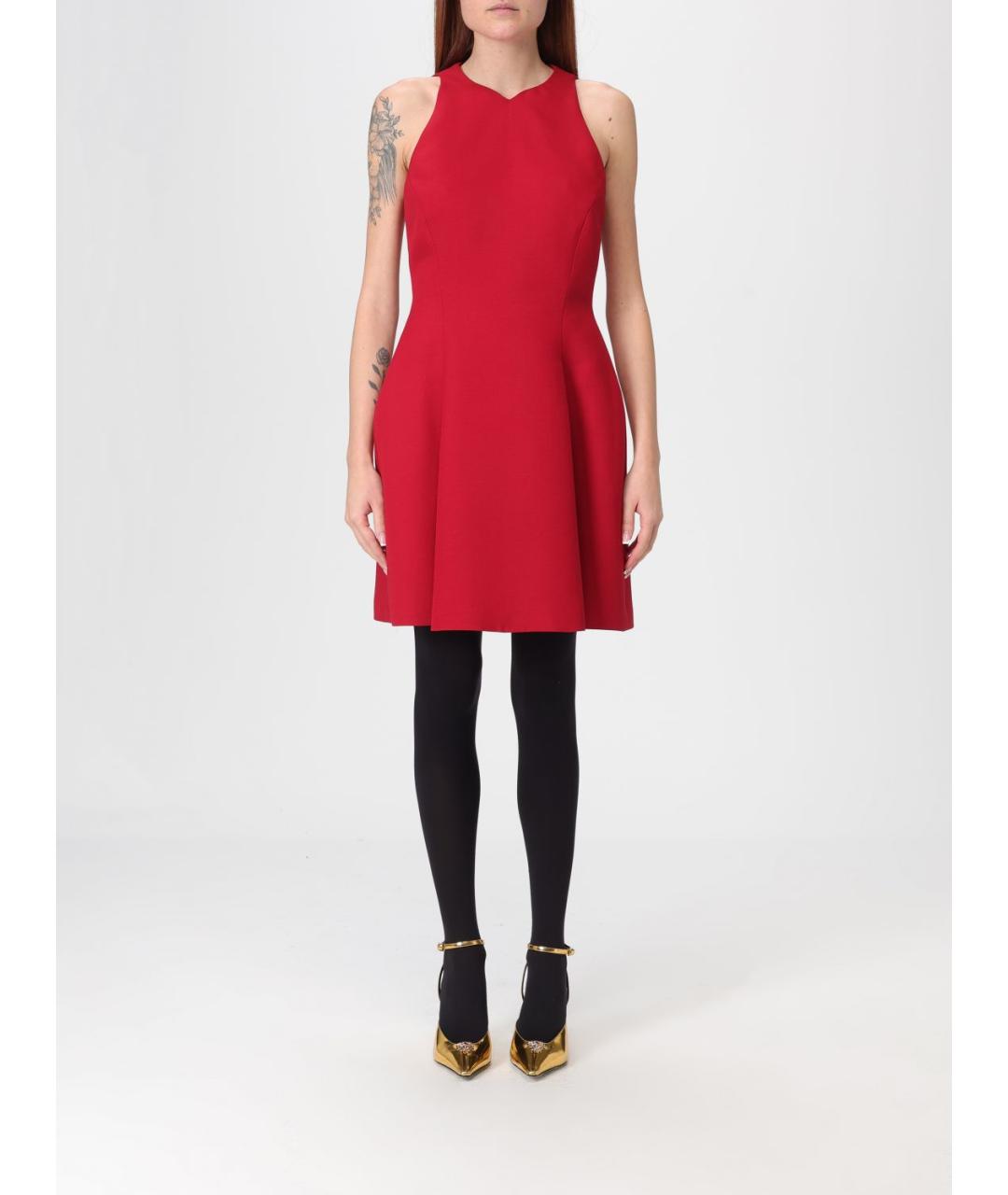 VERSACE Красное шерстяное коктейльное платье, фото 2