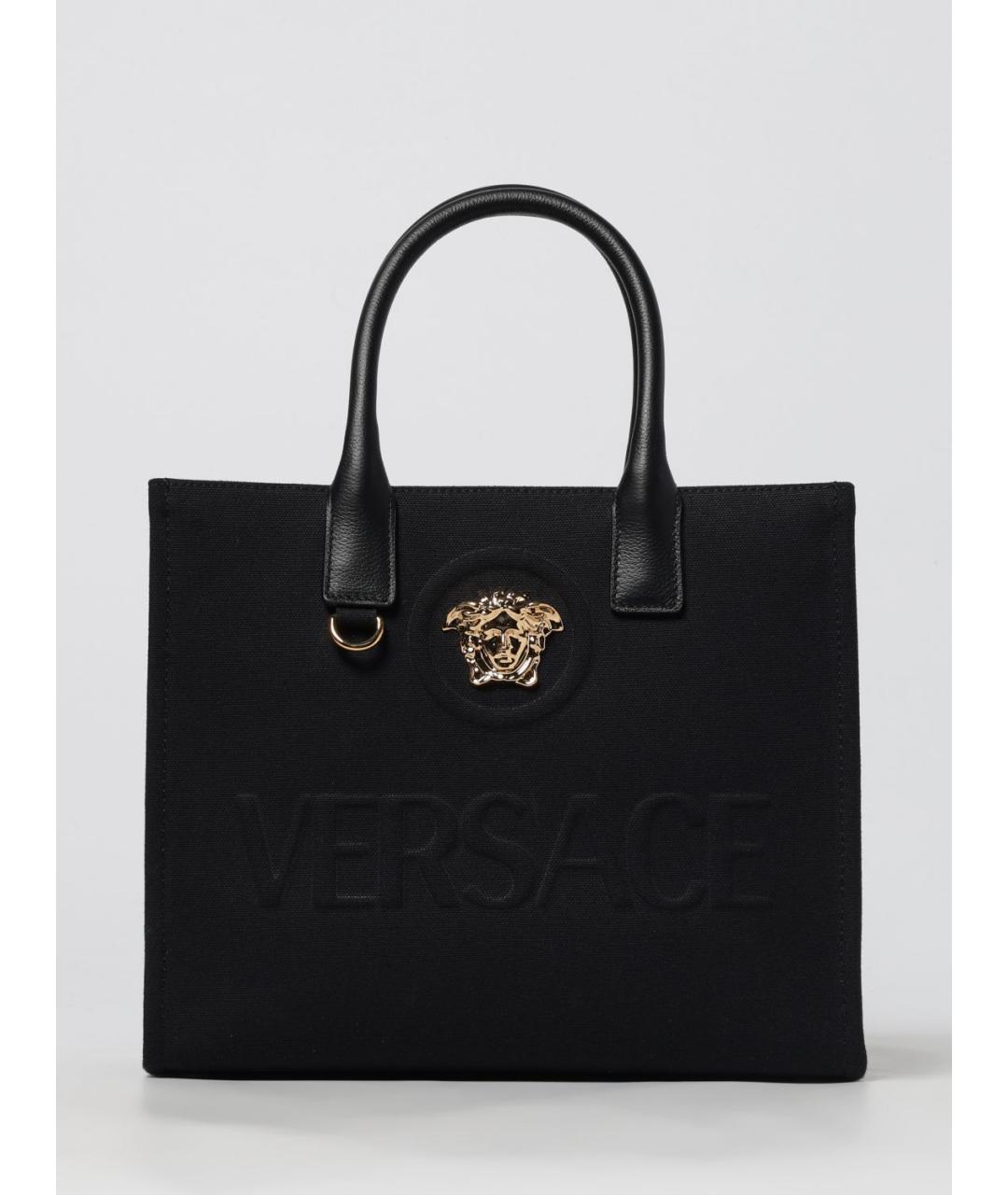 VERSACE Черная хлопковая сумка тоут, фото 6