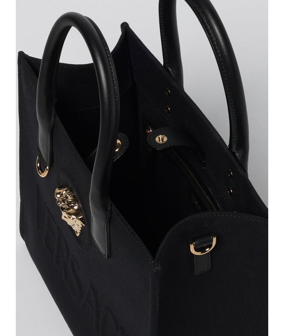 VERSACE Черная хлопковая сумка тоут, фото 5