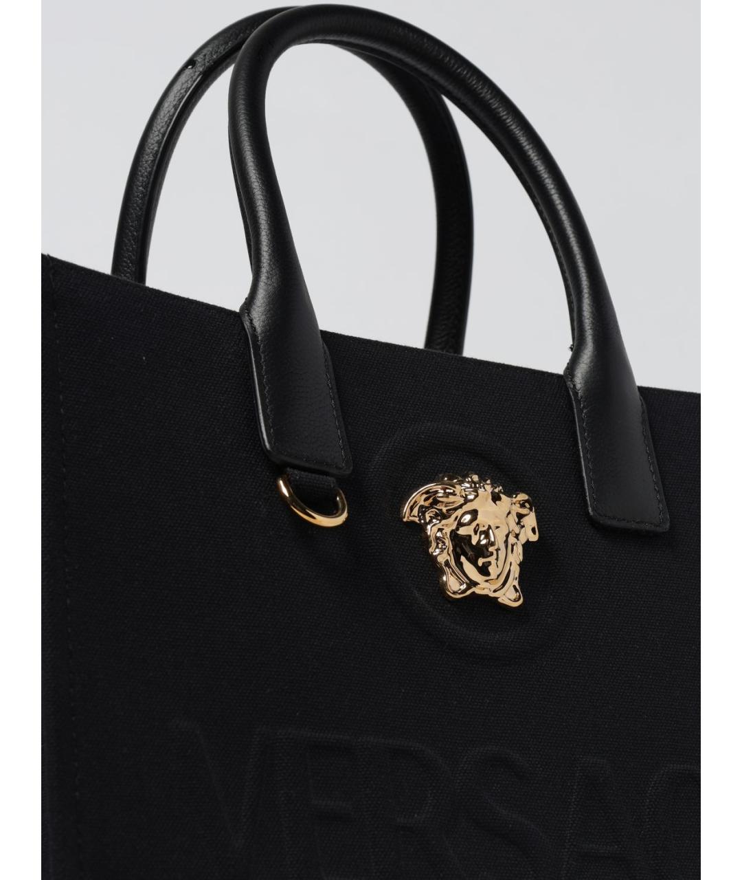 VERSACE Черная хлопковая сумка тоут, фото 4