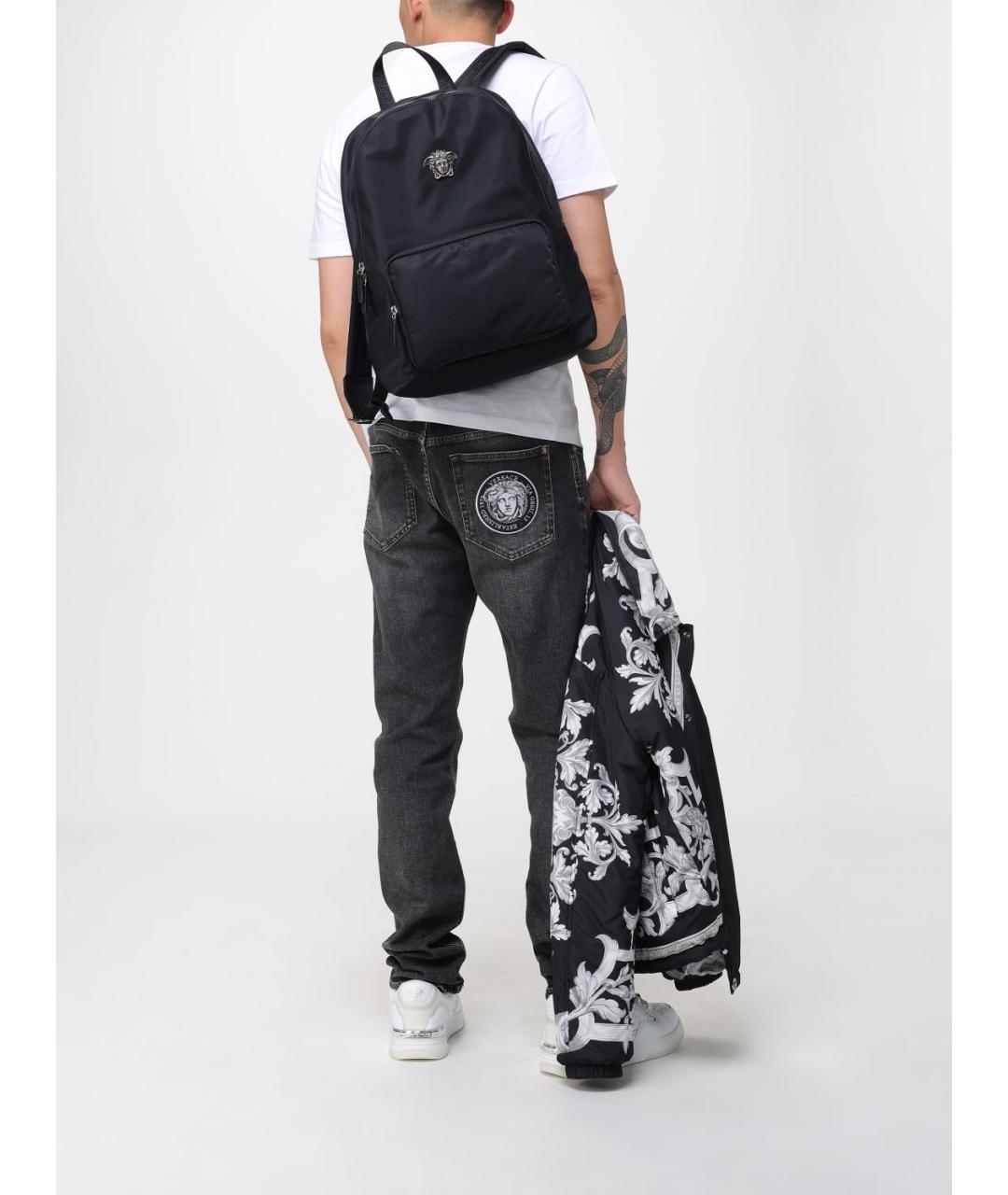 VERSACE Черная синтетическая куртка, фото 2