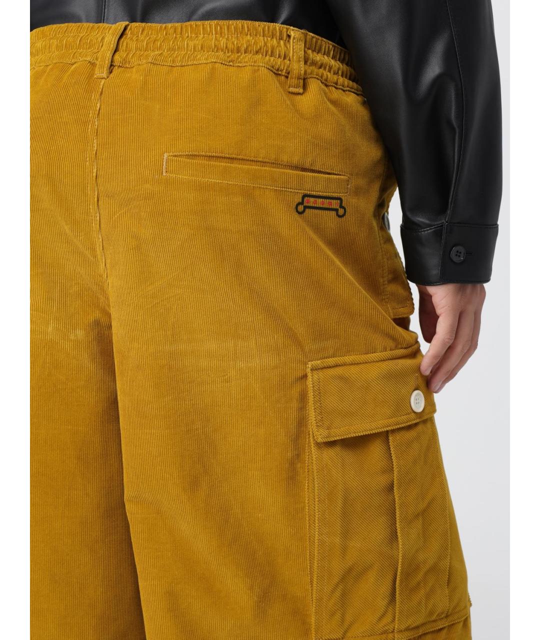 MARNI Желтые хлопковые повседневные брюки, фото 5