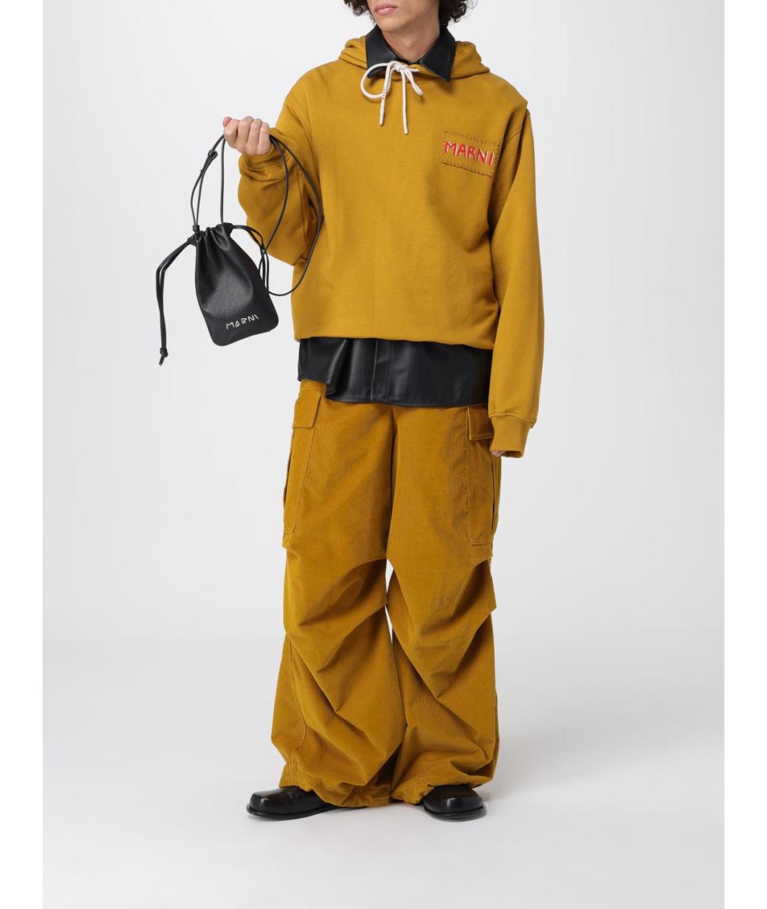 MARNI Желтые хлопковые повседневные брюки, фото 2
