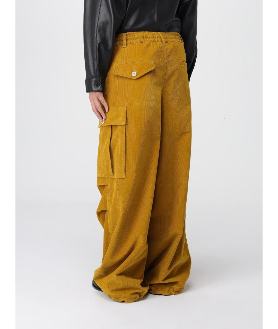 MARNI Желтые хлопковые повседневные брюки, фото 3