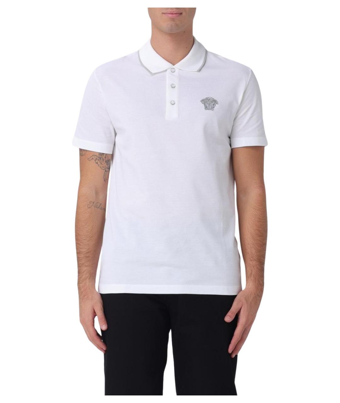 VERSACE Белое хлопковое поло с коротким рукавом, фото 1