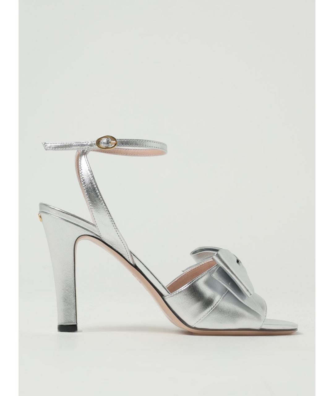 VALENTINO Серебряные кожаные босоножки, фото 5
