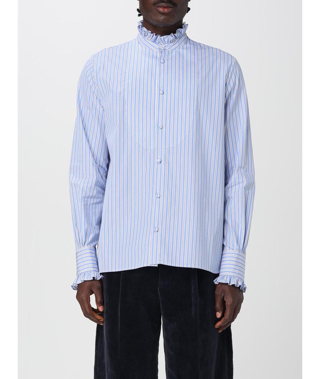 VALENTINO Голубая хлопковая кэжуал рубашка, фото 6