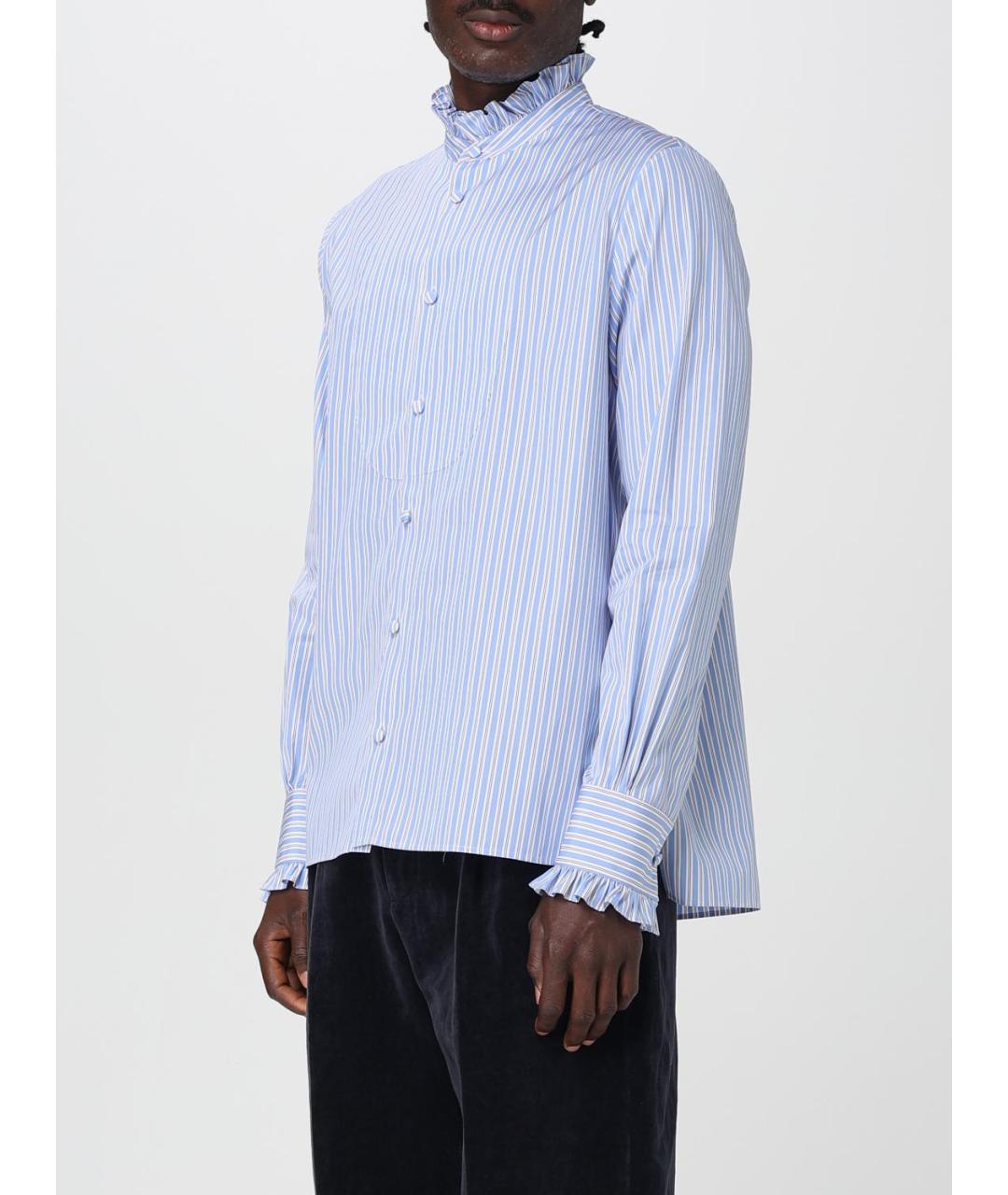 VALENTINO Голубая хлопковая кэжуал рубашка, фото 4